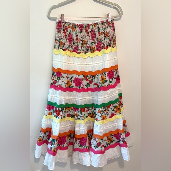 Farm Rio toucans garden midi skirt with ric rac trim - Picture 3 of 7